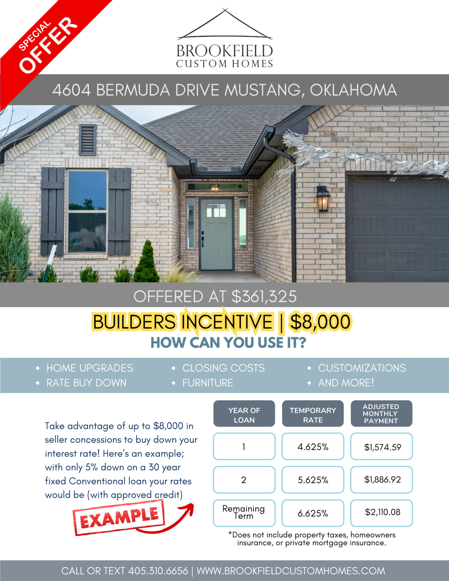 $8,000 BUILDERS INCENTIVE AVAILABLE ON 4604 BERMUDA DRIVE IN MUSTANG OKLAHOMA